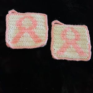 Pink Ribbon Pot Holders (pair)